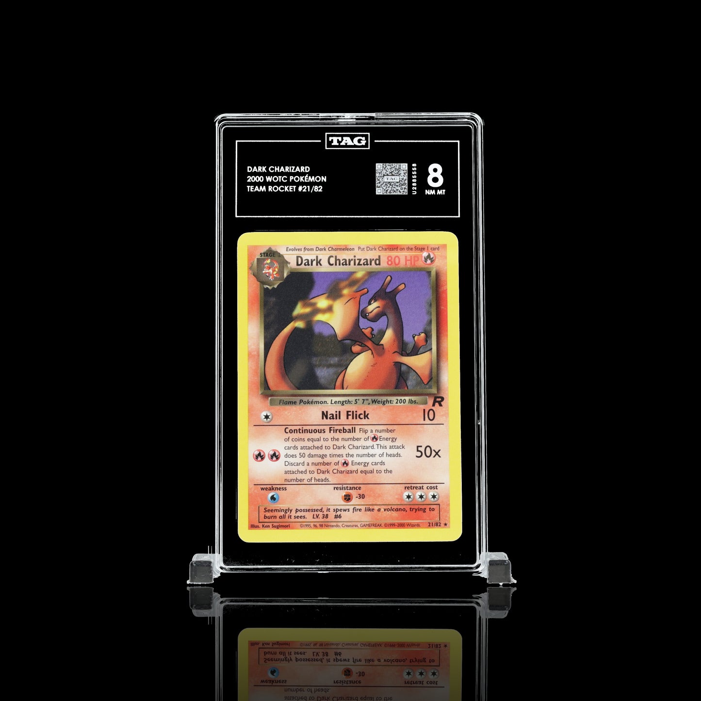 Dark Charizard #21 2000 Pokemon Team Rocket TAG Grading 8 NM-MT