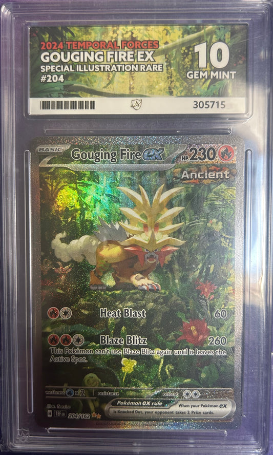 Gouging Fire EX #204 SIR Pokemon Temporal Forces Ace Grading GEM MINT 10