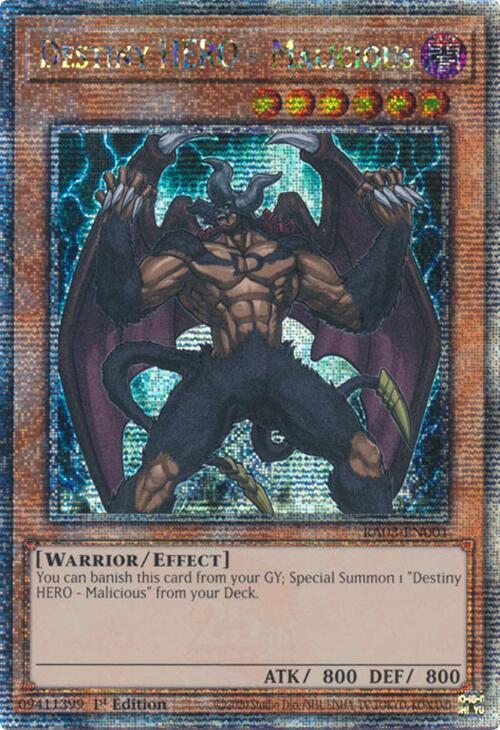 Destiny Hero -Malicious (Quarter Century Rare) - RA03-EN001