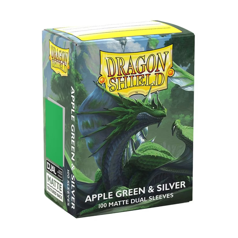 Dragon Shield - Dual Matte Art Standard Size Sleeves 100pk - Apple Green and Silver