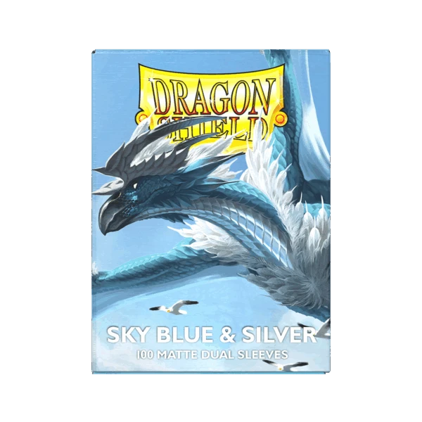 Dragon Shield - Dual Matte Art Standard Size Sleeves 100pk - Sky Blue and Silver