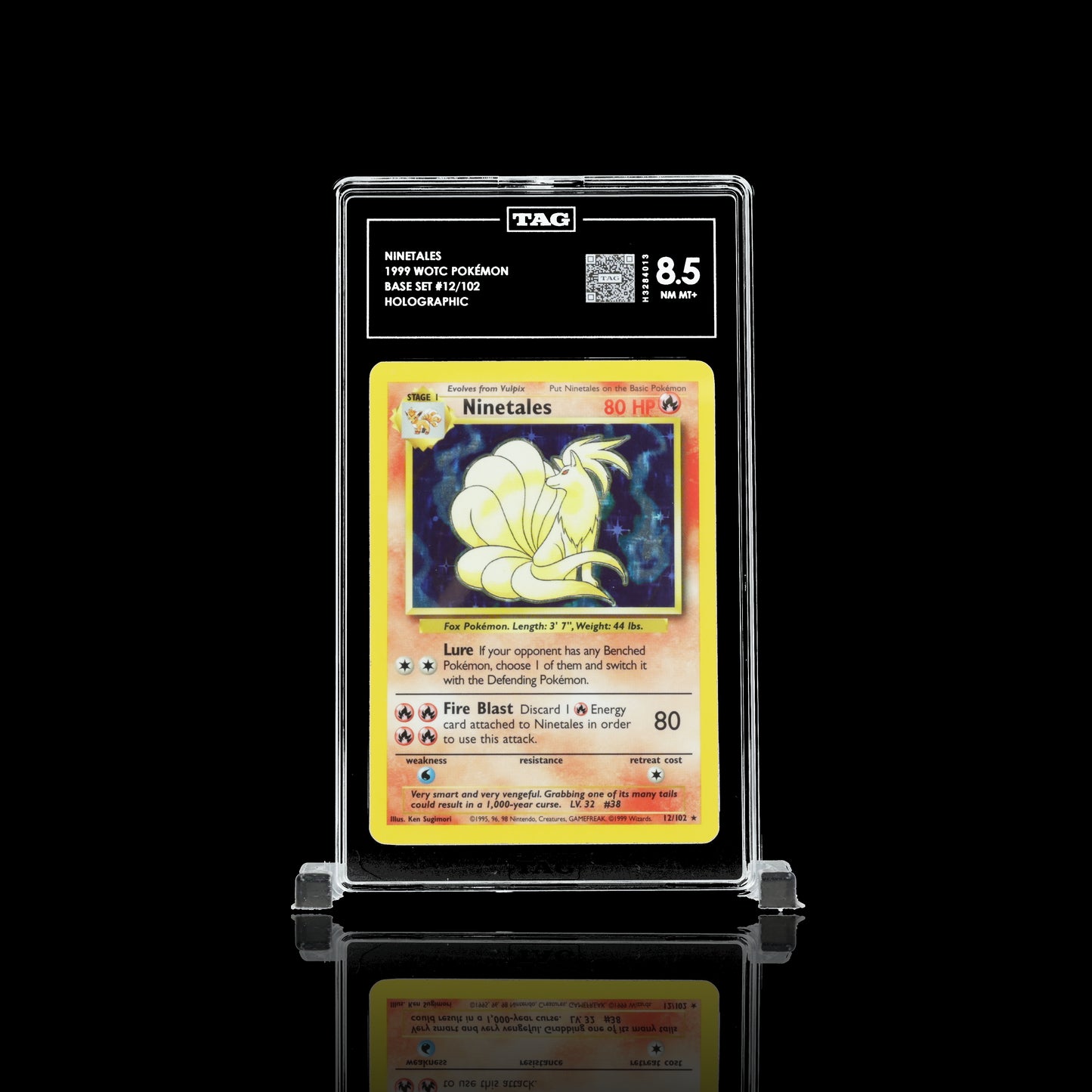 Ninetales #12 1999 Pokemon Base Set TAG Grading 8.5 NM-MT+